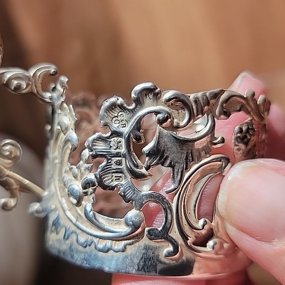 Rare Antique Aynsley China Demitasse In Sterling Silver Holder - Picture 9 of 13